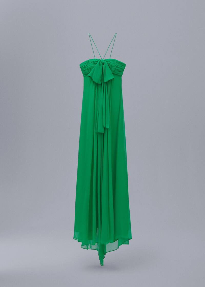 Draped panel dress with bow -  Women | Mango USA | MANGO (US)