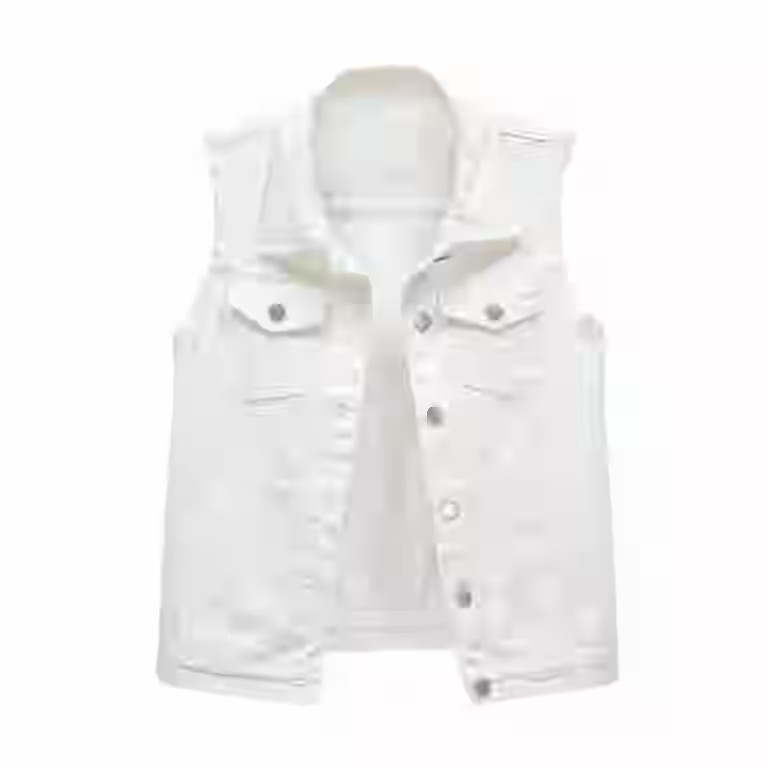 Cathalem Denim Vest for Women Womens Beading Pearls Denim Button Vest Ripped Waistcoatvest Sleeve... | Walmart (US)