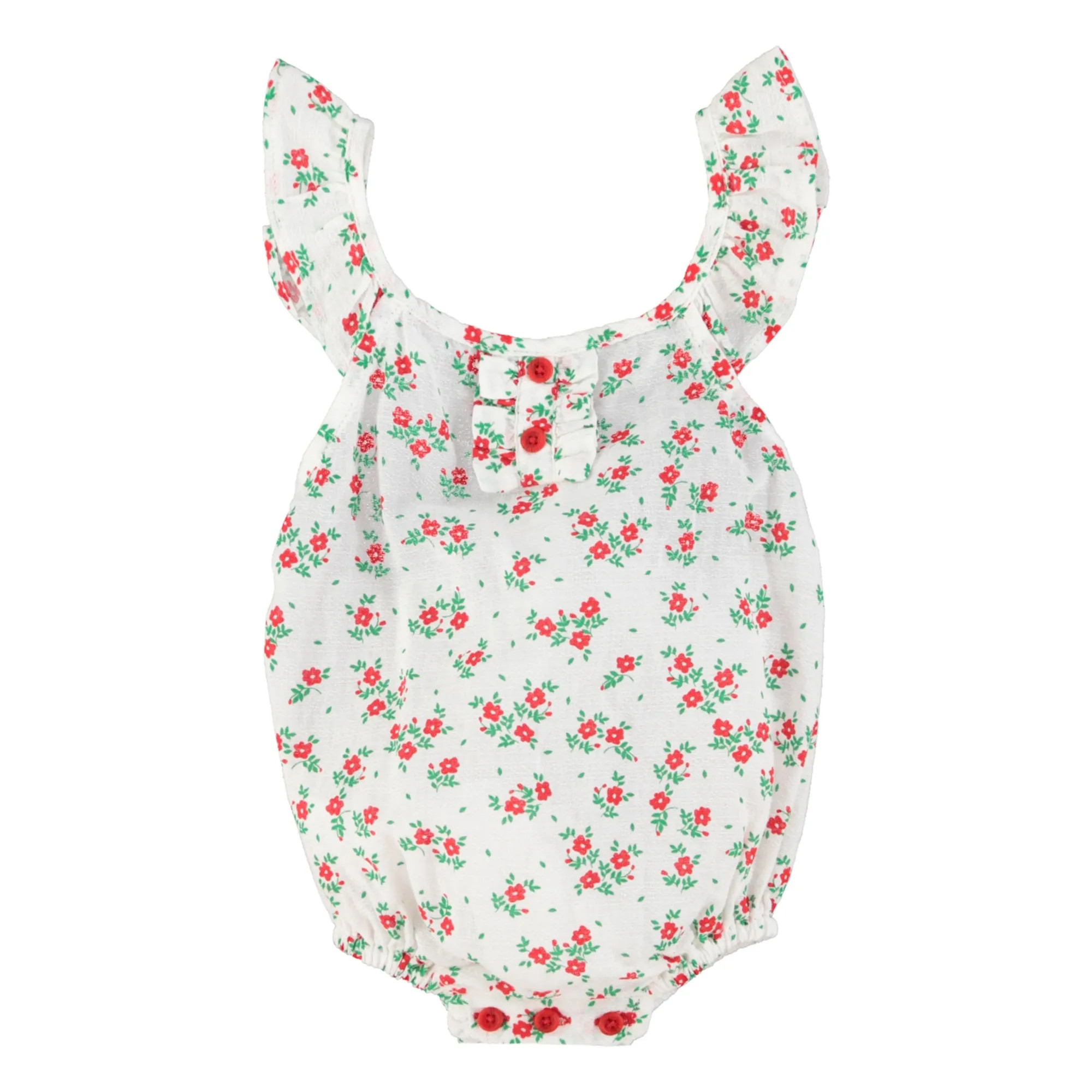 Organic cotton floral romper | White | Smallable