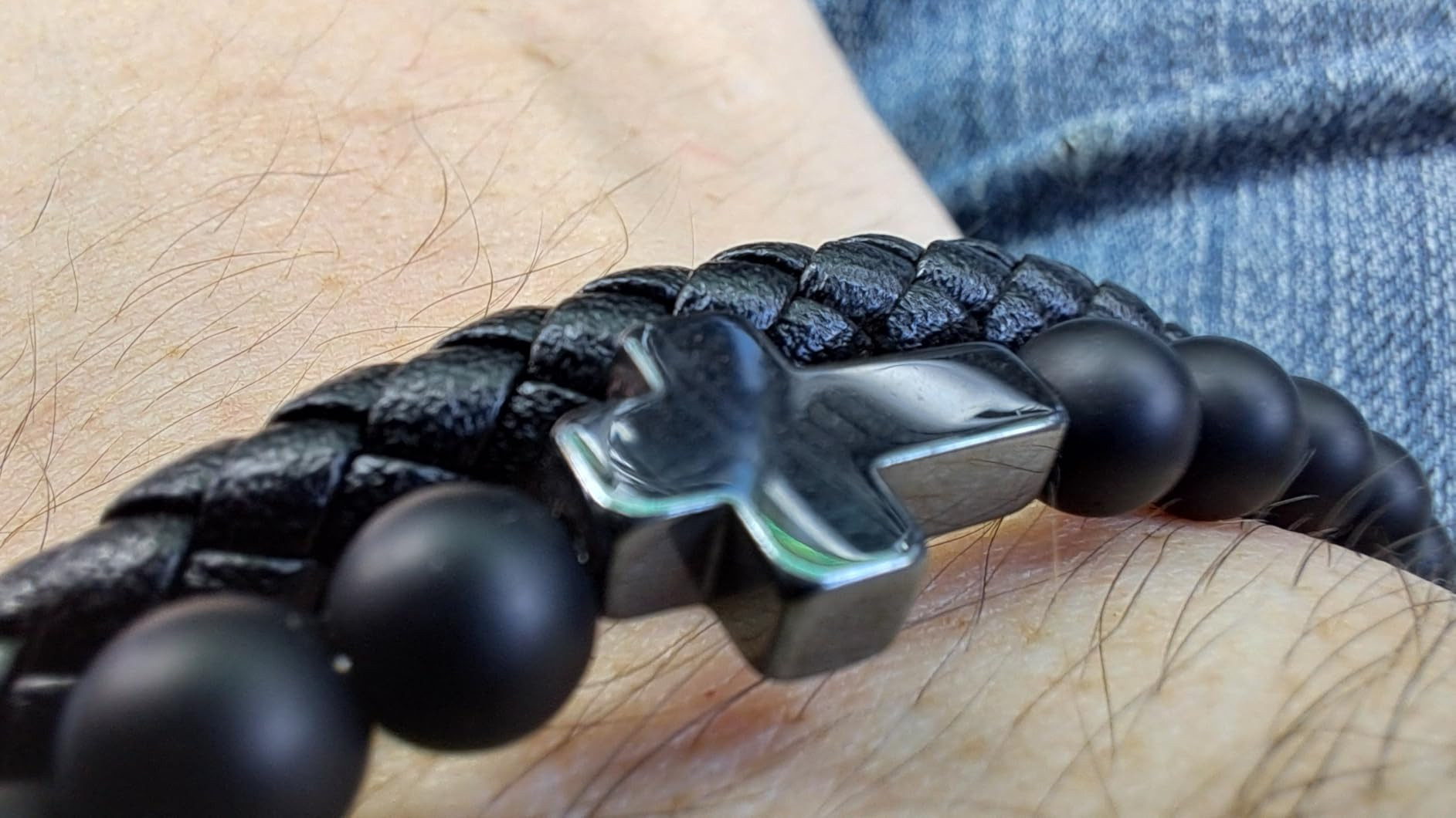 Black Leather Cross Bracelet For Men, Christian Bracelet for Men with Onyx Stone, Mens Jewelry Gi... | Amazon (US)