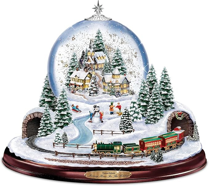 The Bradford Exchange Thomas Kinkade Village Snowglobe: Lights, Music and Motion | Amazon (US)