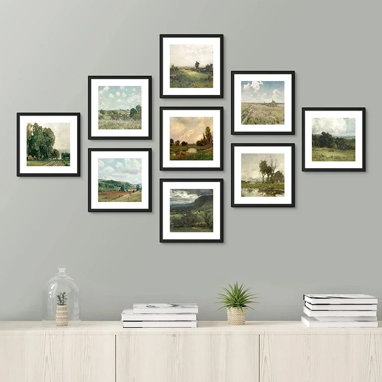 PixonSign 9 Piece 8" x 8" Gallery Wall Art Prints Picture Frame Set for Home Decor | Walmart (US)