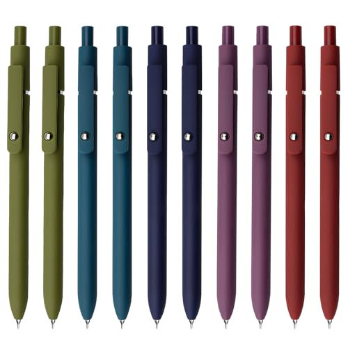 UIXJODO Gel Pens, 10 Pcs 0.5mm Black Ink Pens Fine Point Smooth Writing Pens with Silicone Grip, High-End Series Metal Clip Retractable Pens for Journaling Note Taking (10 Pcs Vintage) | Amazon (US)