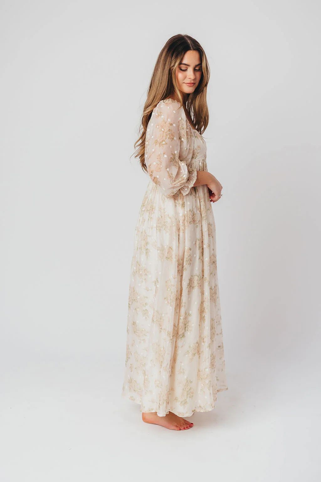 *New* Mona Maxi Dress with Smocking in Cream Floral - Bump Friendly & | Worth Collective