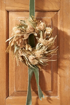 Dutch Field Mix Dried Wreath, Green | Anthropologie (US)