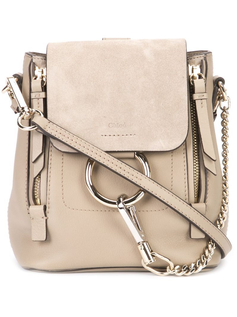 Chloé mini Faye backpack, Nude/Neutrals, Leather | FarFetch US