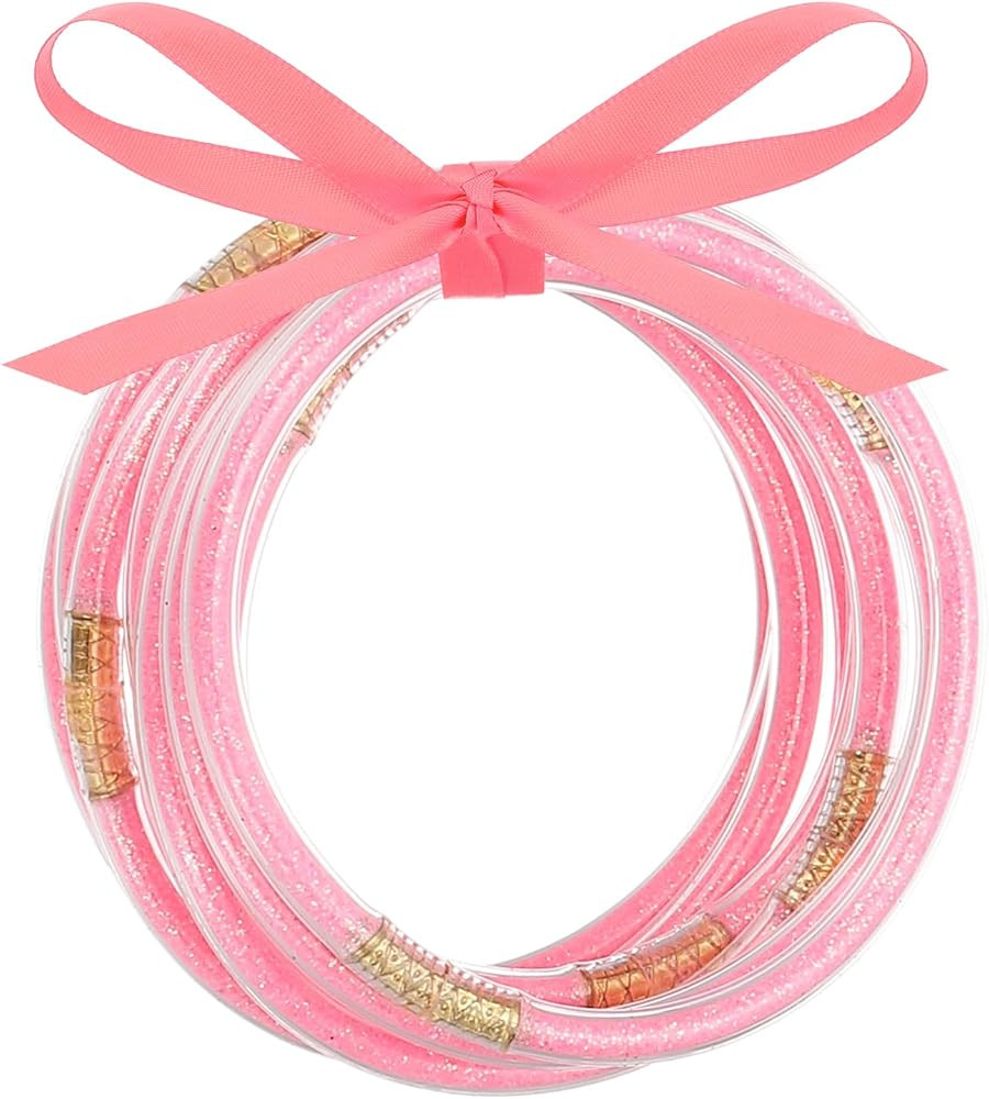 Glitter Bangles Bracelets, 9Pcs Shine Silicone Bracelets Glitter Filled Bracelet Sparkling Bangle... | Amazon (US)