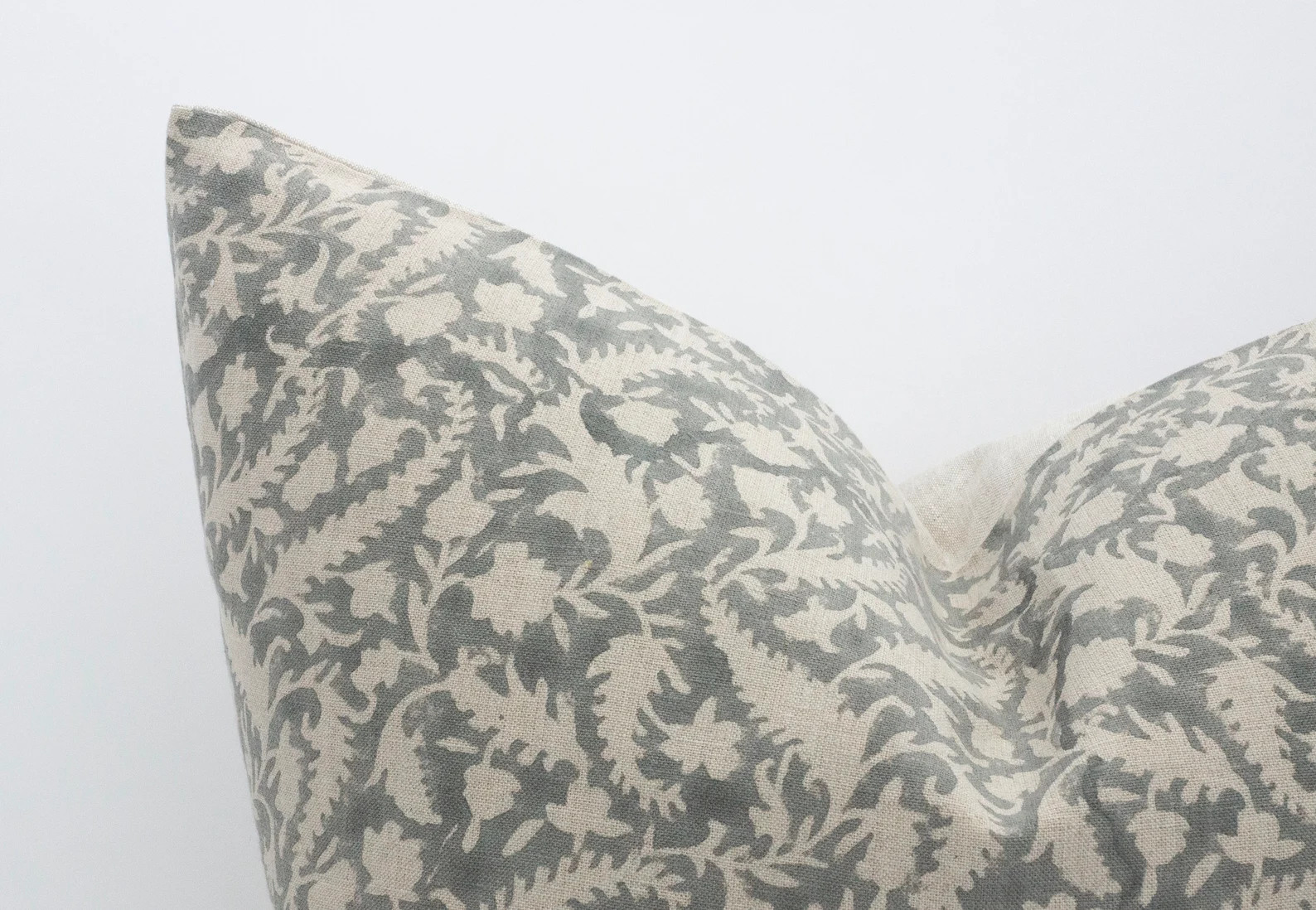 LORETTA || Designer Grey Block Printed Linen Pillow Cover Grey Floral Pillow Grey Linen Summer Fl... | Etsy (US)