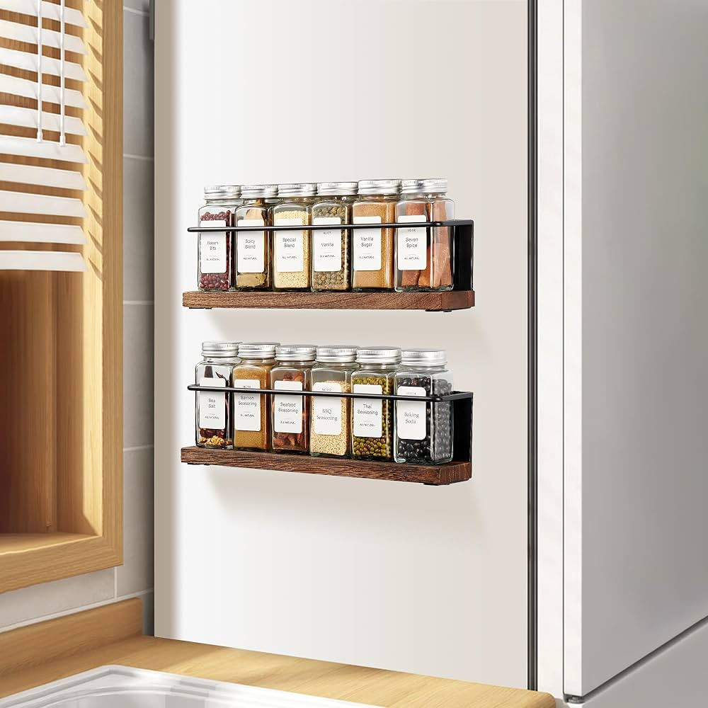 2 Pack Strong Magnetic Spice Rack Organizer for Refrigerator and Microwave Oven, Metal Fridge She... | Amazon (US)