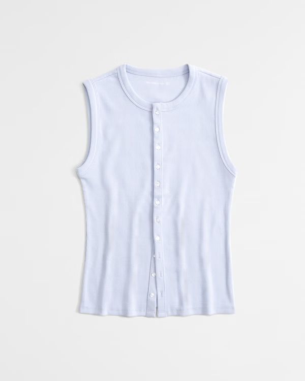 Rib Crew Button-Up Top | Abercrombie & Fitch (US)