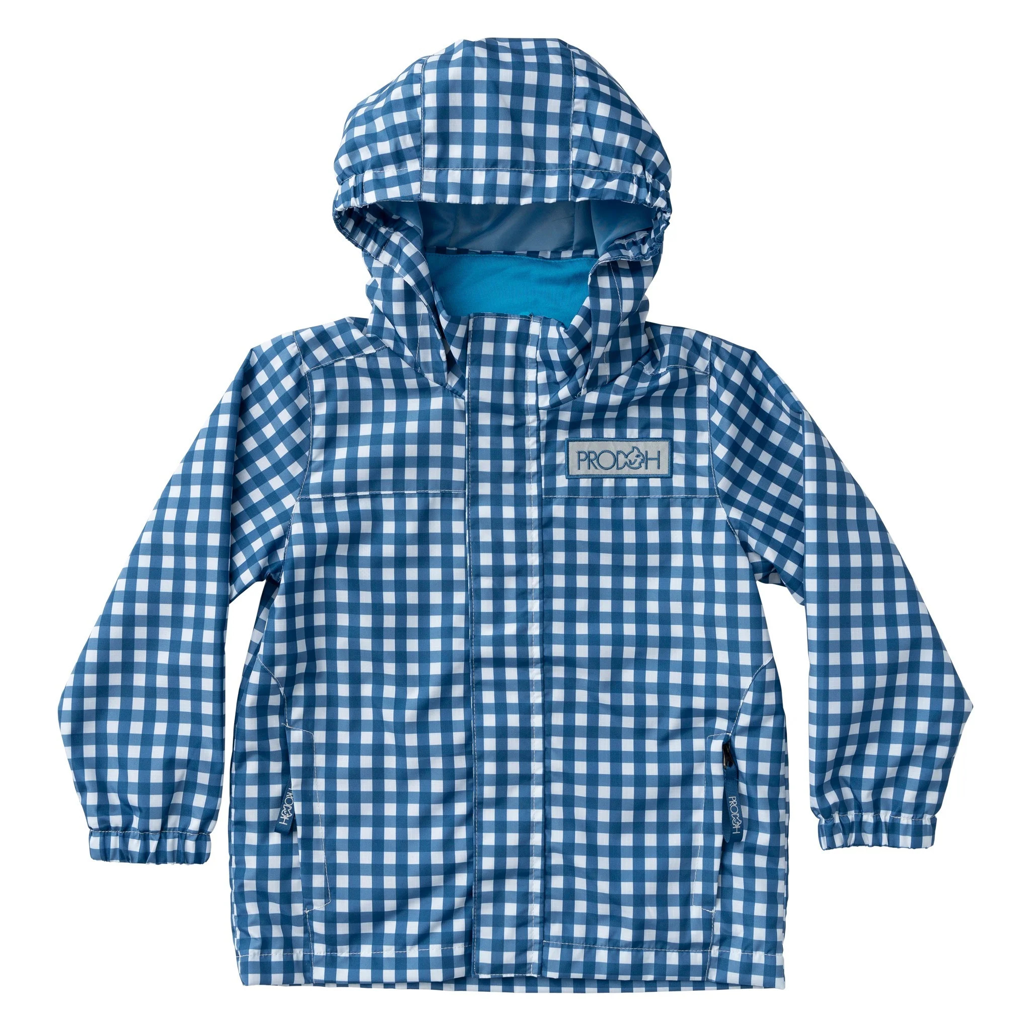 Reflective Rain Jacket in Navy Gingham | PRODOH
