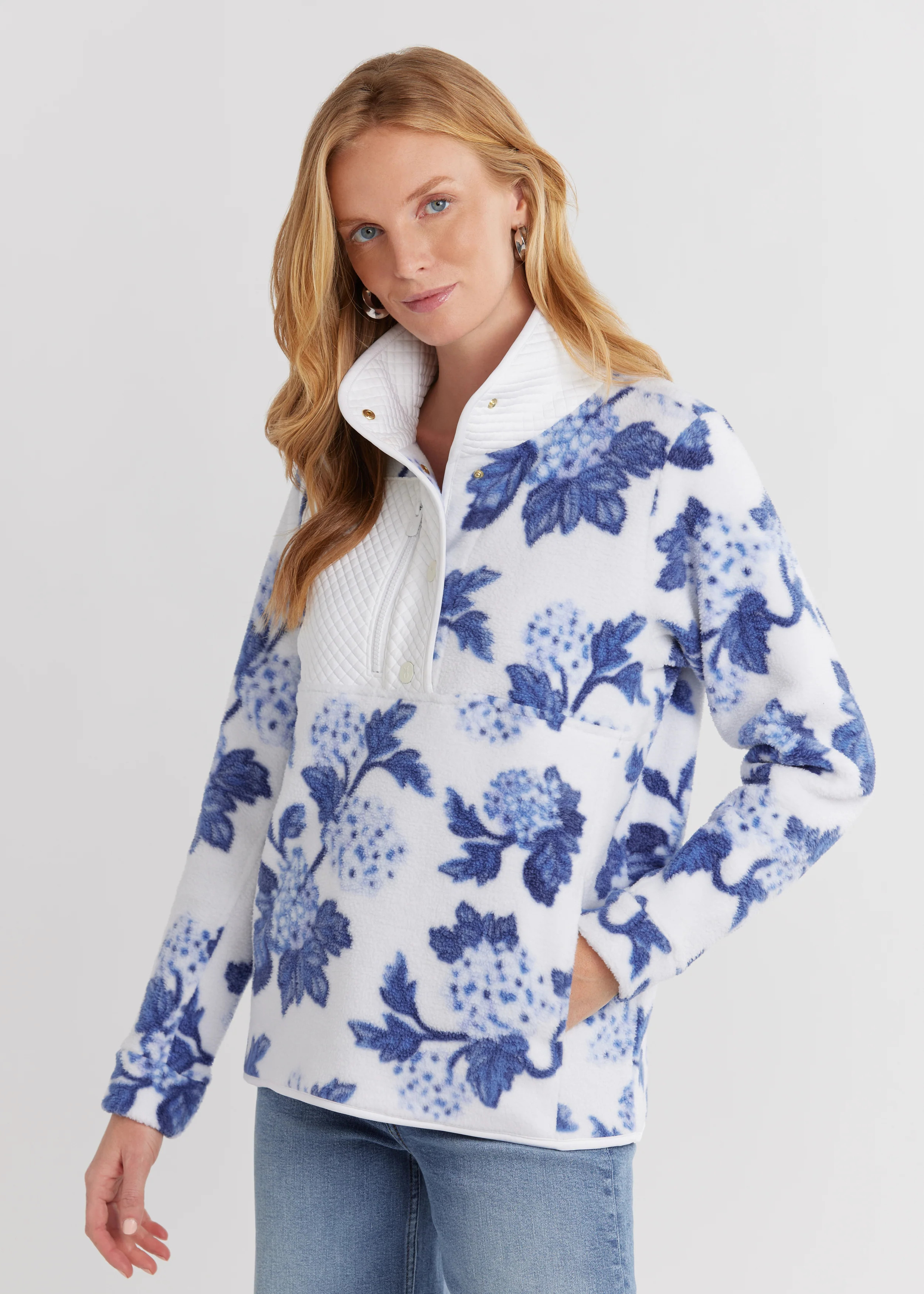 Cherry Lawn Pullover in Sherpa Fleece (Hydrangea) | Dudley Stephens