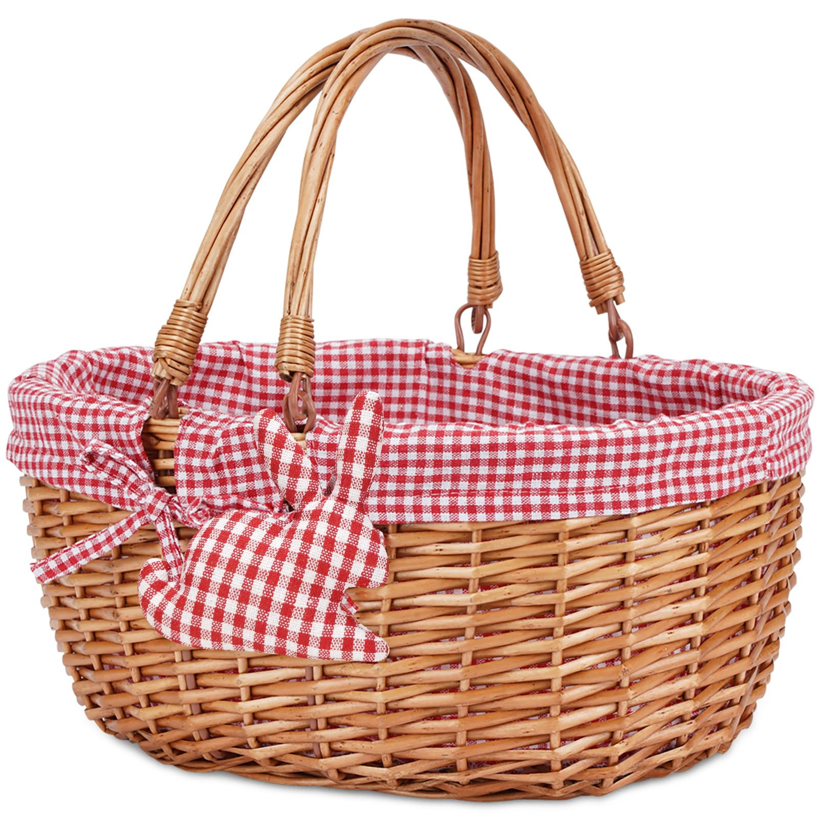G GOOD GAIN Wicker Picnic Basket with Double Folding Handles,Willow Picnic Hamper,Natural Hand Wo... | Amazon (US)
