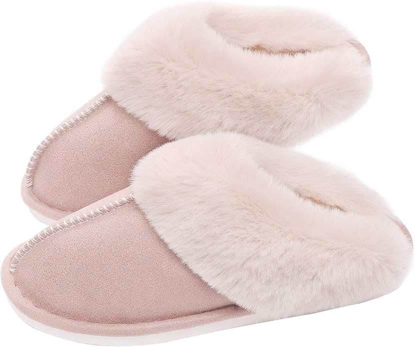 SOSUSHOE Womens Slippers Memory Foam Fluffy Fur Soft Slippers Warm House Shoes Indoor Outdoor Win... | Amazon (US)