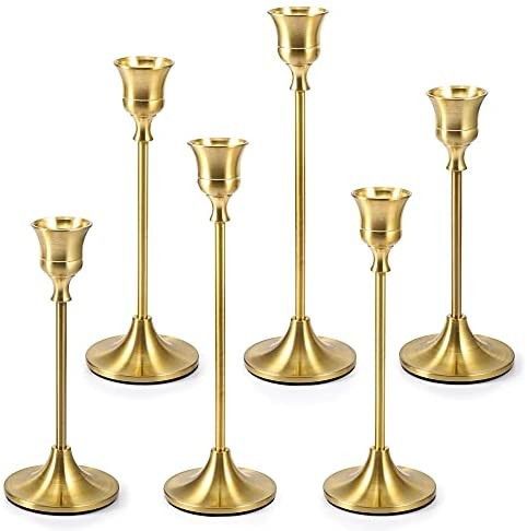 Vindar Candlestick Holders Taper Candle Holders - Set of 6 Gold Candle Sticks Holder Decorative f... | Amazon (US)