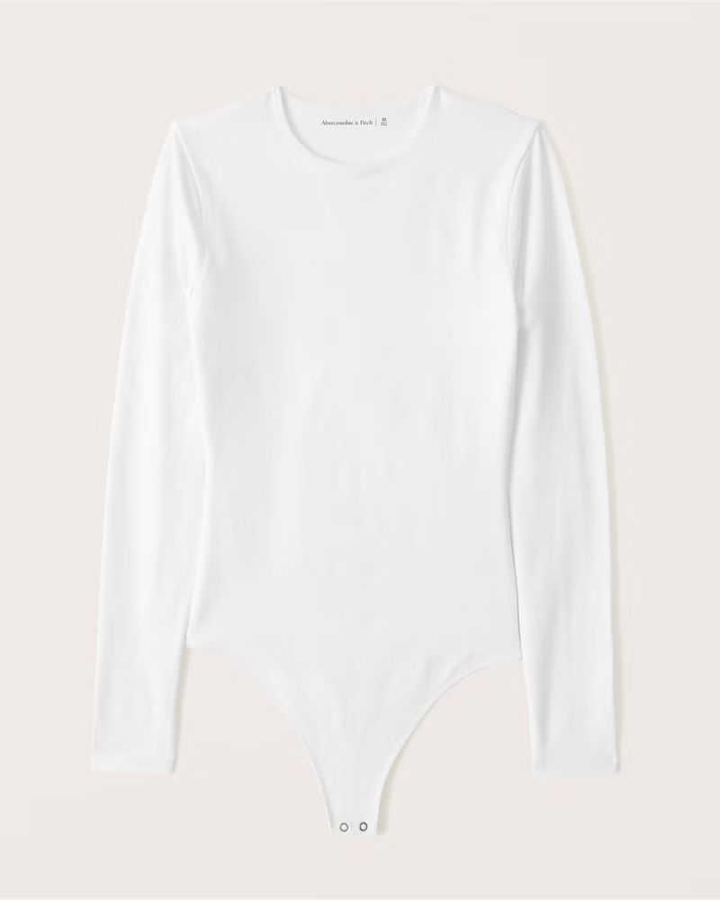 Abercrombie & Fitch Women's Cotton Seamless Fabric Crew Bodysuit in White - Size XXS | Abercrombie & Fitch (US)