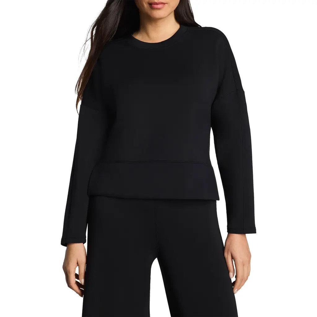 SPANX® Air Essentials Tunic Sweatshirt in Very Black at Nordstrom, Size Large | Nordstrom