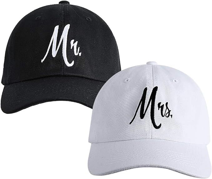 Matching Mr. & Mrs. Baseball Caps, Bridal Gift, Newlywed Honeymoon Wedding Gift | Amazon (US)