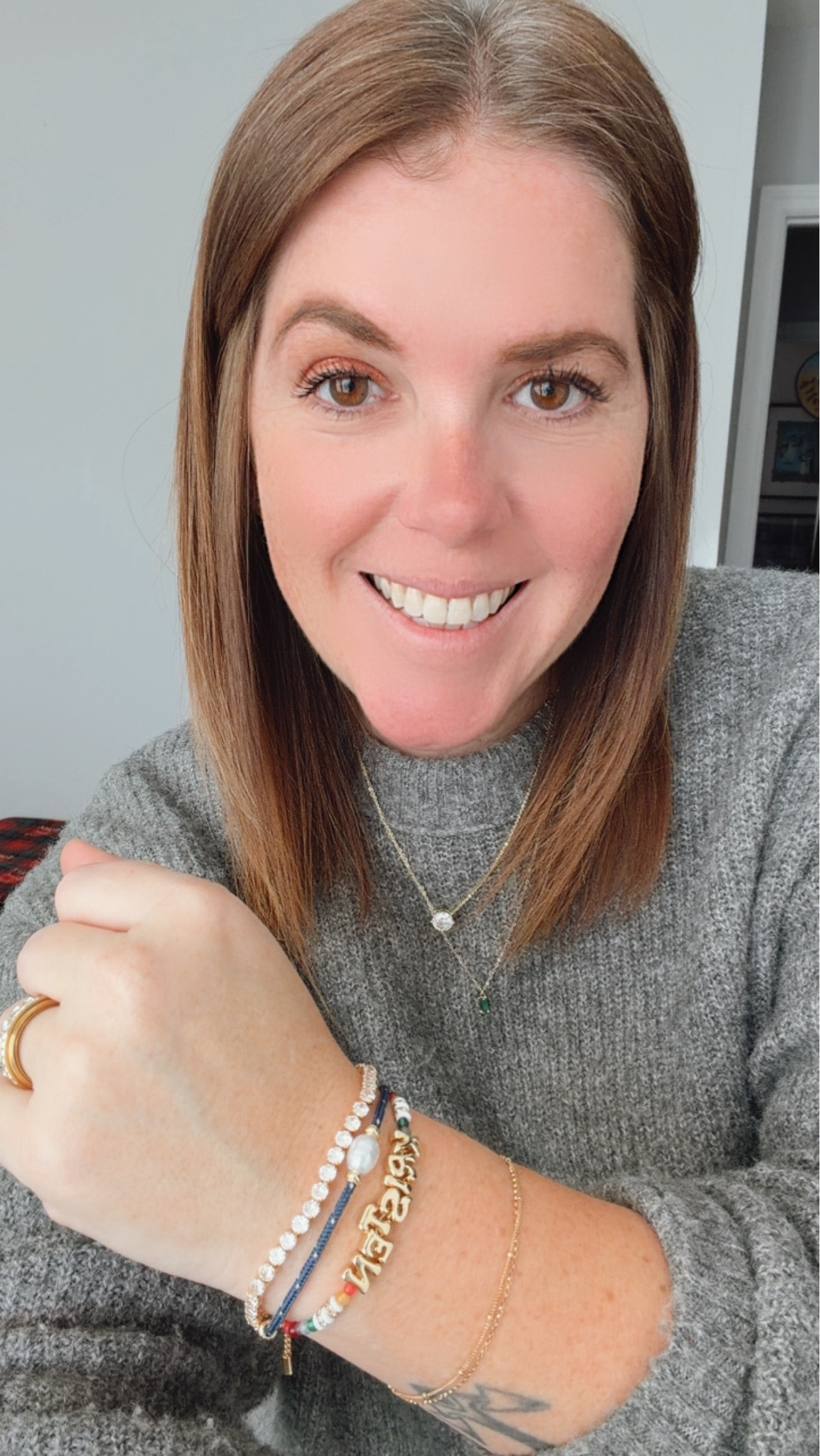 What this gorgeous BaubleBar bracelet looks like on! It is 3 tiered and customizable for you! 

#LTKValentine