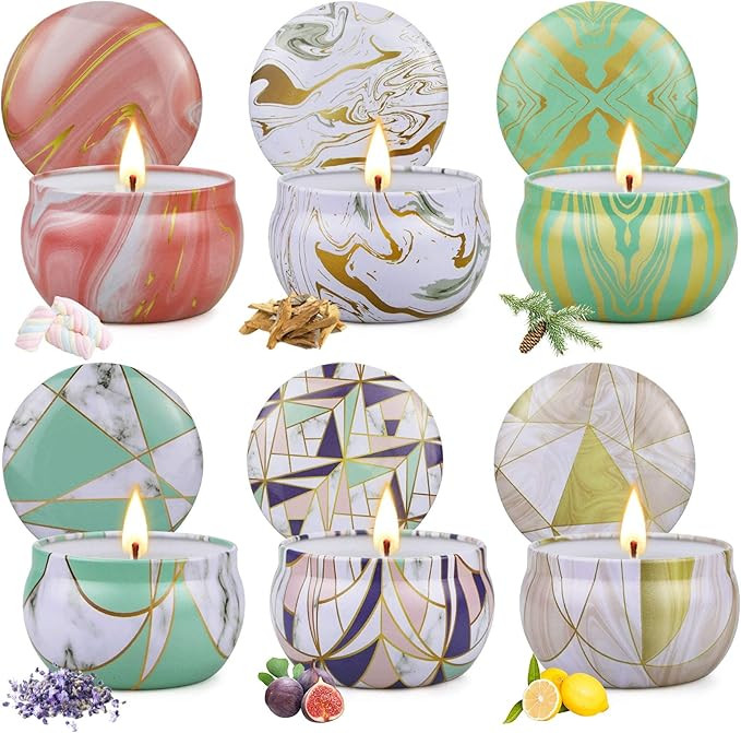 Scented Candles Gift Set, 6 Packs Aromatherapy Candle, 120H Burning Time,Stress Relief & Valentin... | Amazon (US)