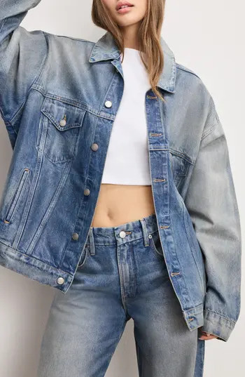 Good American Coated Oversize Denim Jacket in Indigo927 at Nordstrom Rack, Size Large | Nordstrom Rack