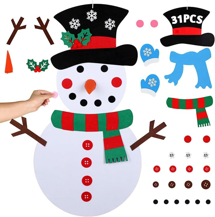 OurWarm DIY Felt Christmas Snowman Game Set with 31 Detachable Ornaments, Wall Hanging Xmas Gifts... | Amazon (US)