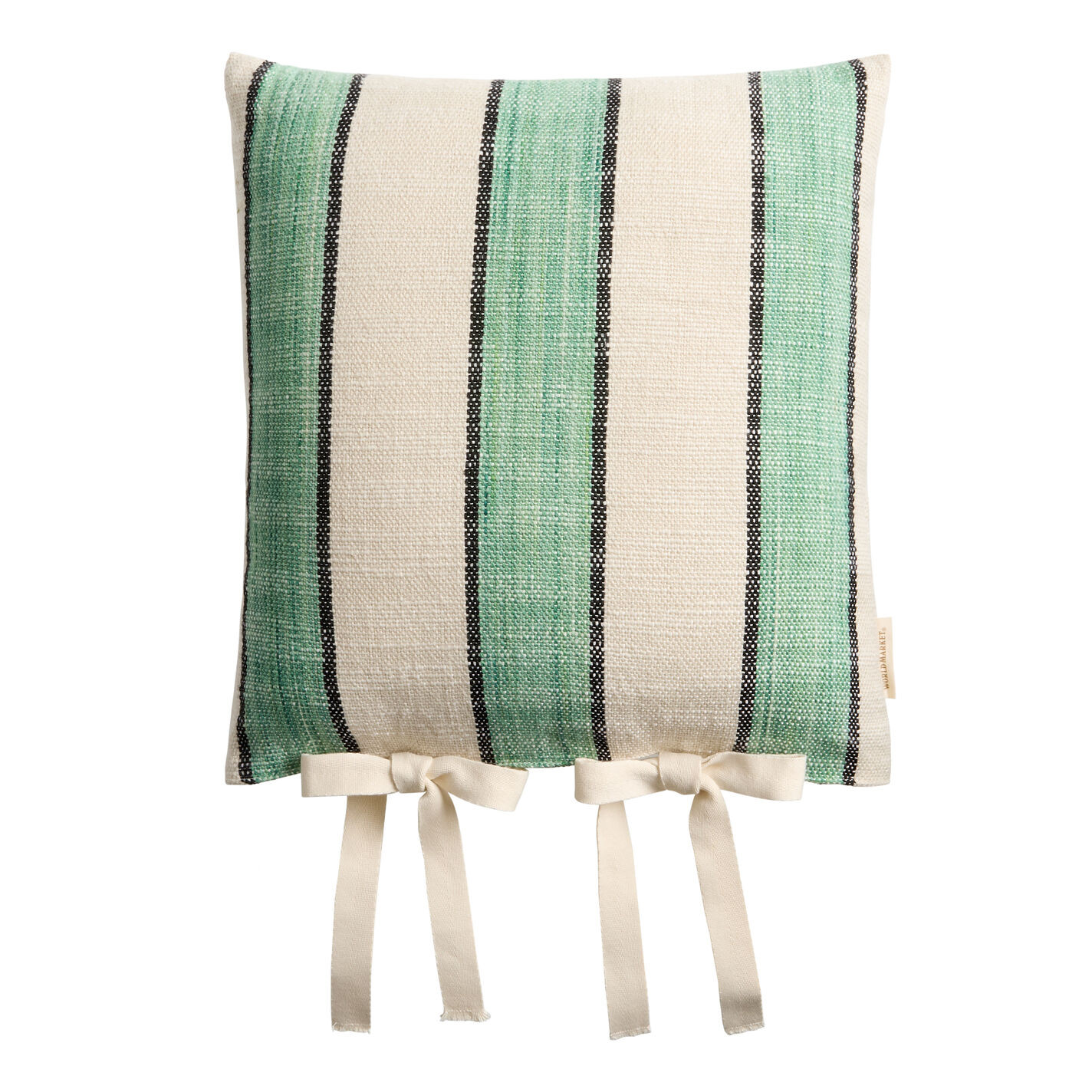 Woven Stripe Tie Side Indoor Outdoor Throw Pillow | World Market