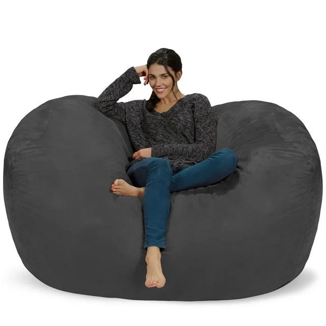 Chill Sack Bean Bag Chair, Memory Foam Lounger with Microsuede Cover, Kids, Adults, 6 ft, Charcoa... | Walmart (US)