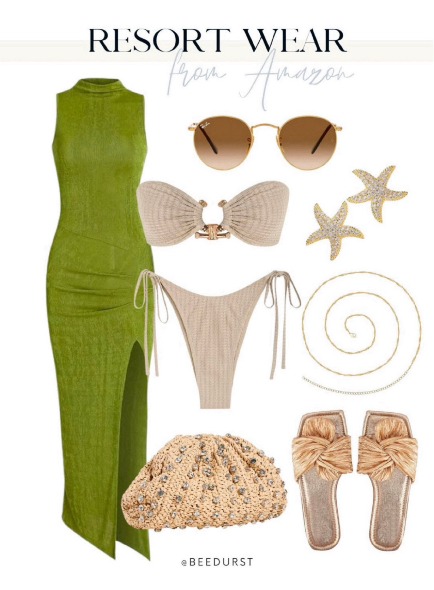 Resort wear from Amazon, swimsuit, vacation outfit, beach outfit, beach look, beach resort dress, summer outfit, resort outfit, clutch bag, summer sandals, summer bag, summer shoes, sunglassess

#LTKSwim #LTKFindsUnder50 #LTKSeasonal