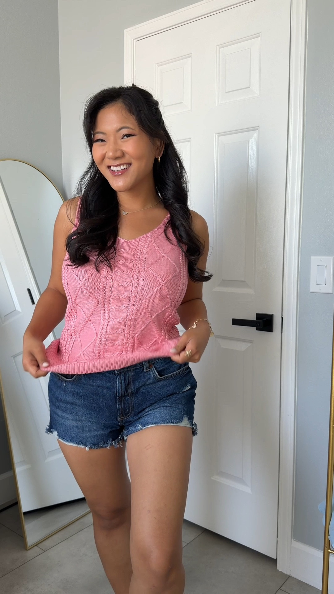 Women's V Neck Knit Tank Tops only $24 comes in multiple colors and wearing size medium