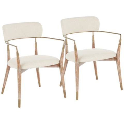 Savannah White Washed Wood Dining Chairs Set of 2 | LampsPlus.com