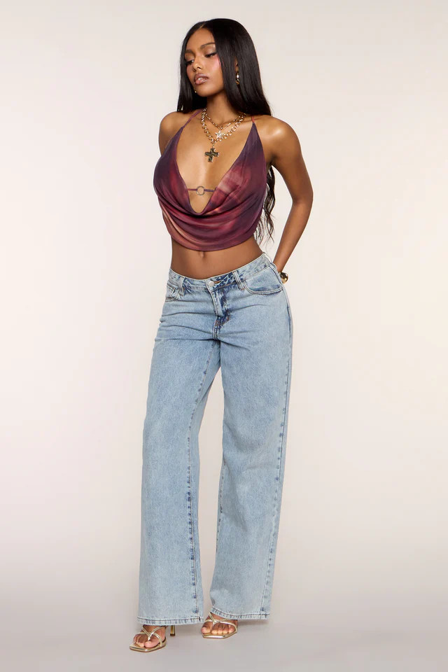 Bold Flow Cowl Halter Crop Top | Windsor Stores