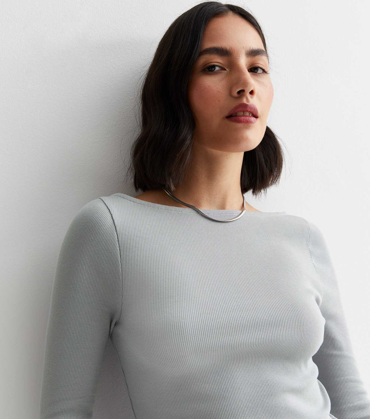 Grey Ribbed Slash Neck Top
						
						Add to Saved Items
						Remove from Saved Items | New Look (UK)