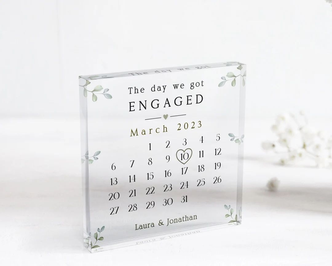 Engagement Gift the Day We Got Engaged Keepsake Fiance Gift Fiancee Gift Personalised Engagement ... | Etsy (US)
