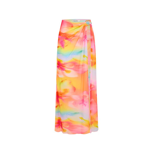Split Mesh Maxi Skirt - Frangipani Swirl | Kulani Kinis US