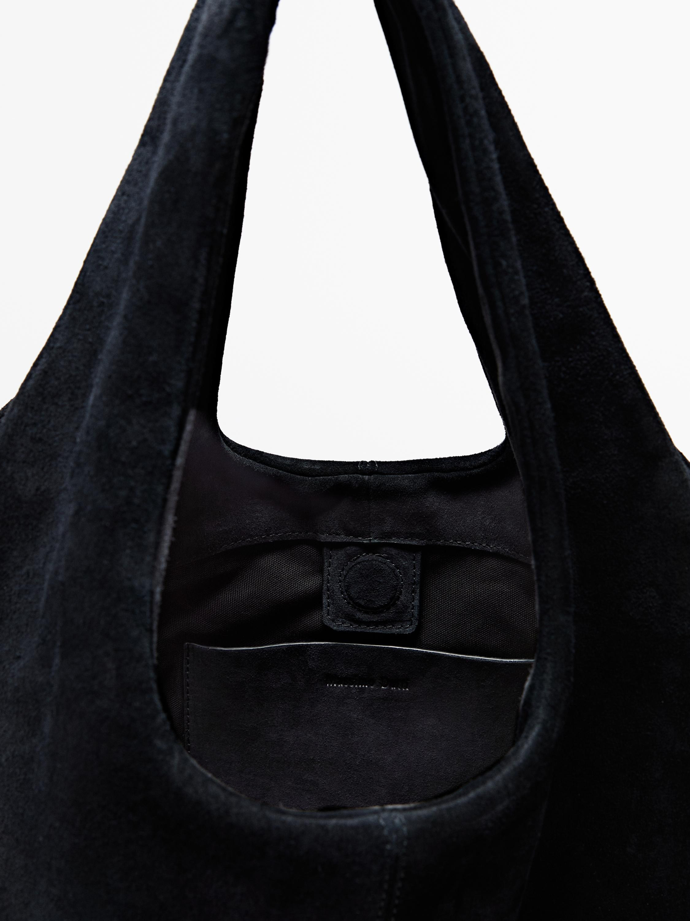Medium split leather shopper bag | Massimo Dutti UK