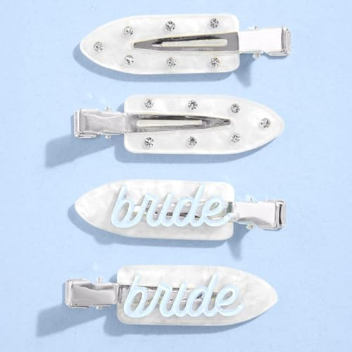 xo, Fetti Bride Beauty Clips - 4 pc | Bachelorette Party, Blue White Bridal Hair Clip, Wedding Ge... | Amazon (US)