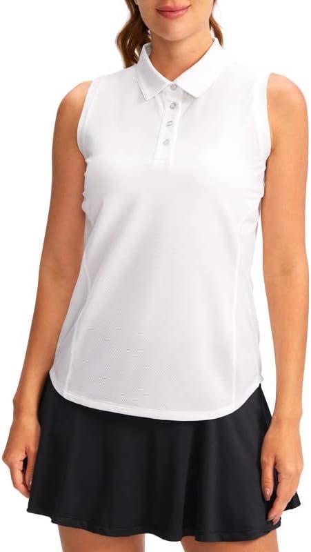 SANTINY Women's Sleeveless Golf Shirt Collared Button-Down Polo Shirts Quick Dry Golf Tennis Tank To | Amazon (US)