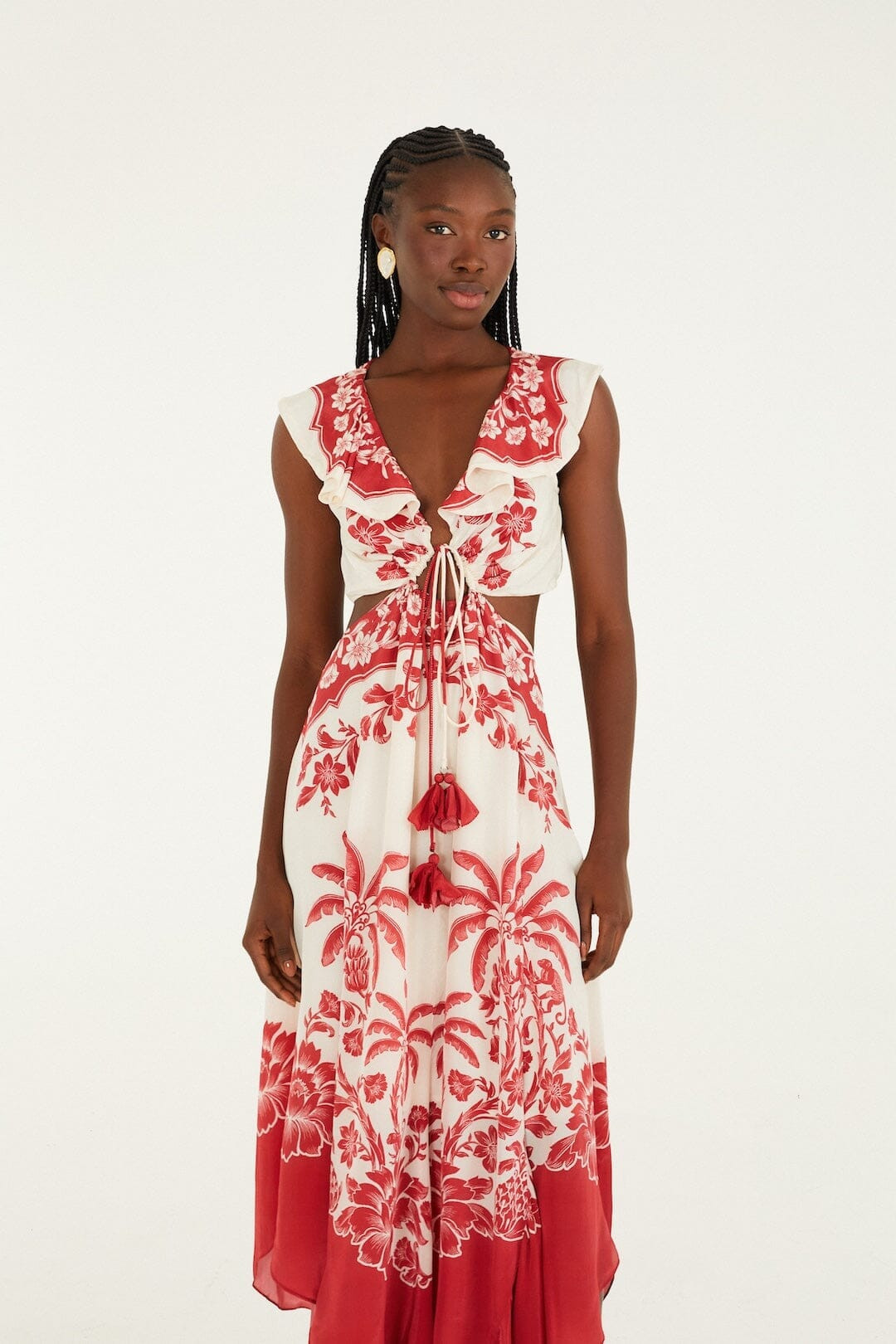 Sand Guanacaste Cut-Out Waist Sleeveless Midi Dress | FARM Rio | FarmRio (US)