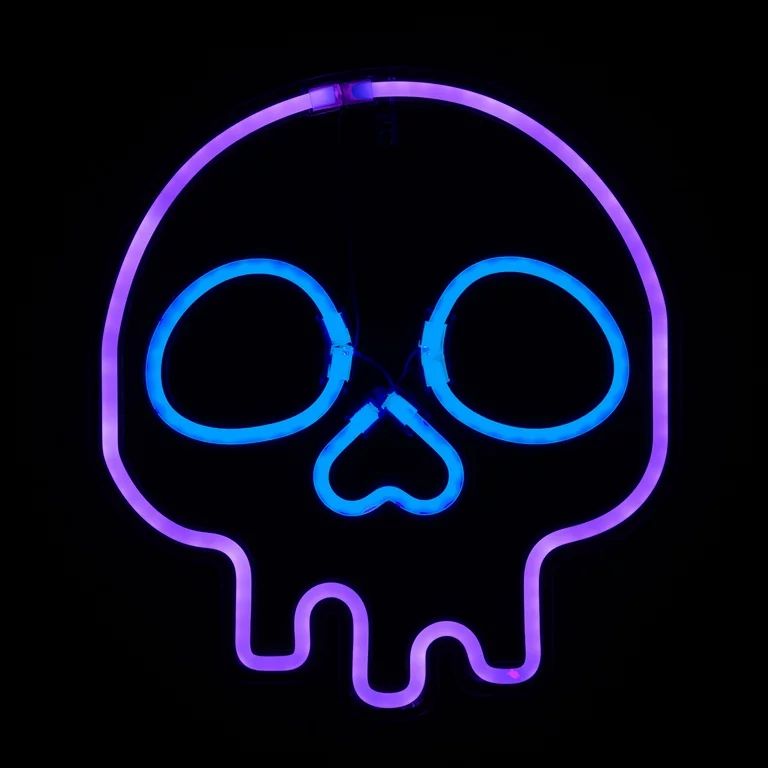 Halloween 12" LED Neon-style Lighted Skull Wall Décor, with USB Plug, Way to Celebrate | Walmart (US)
