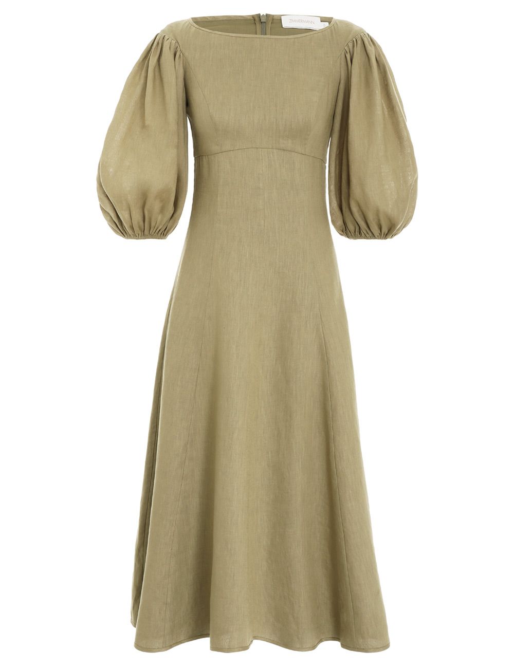 Dresses-Empire Long Dress-Khaki-0-Zimmermann | ZIMMERMANN (US, CA, EU, MENA)