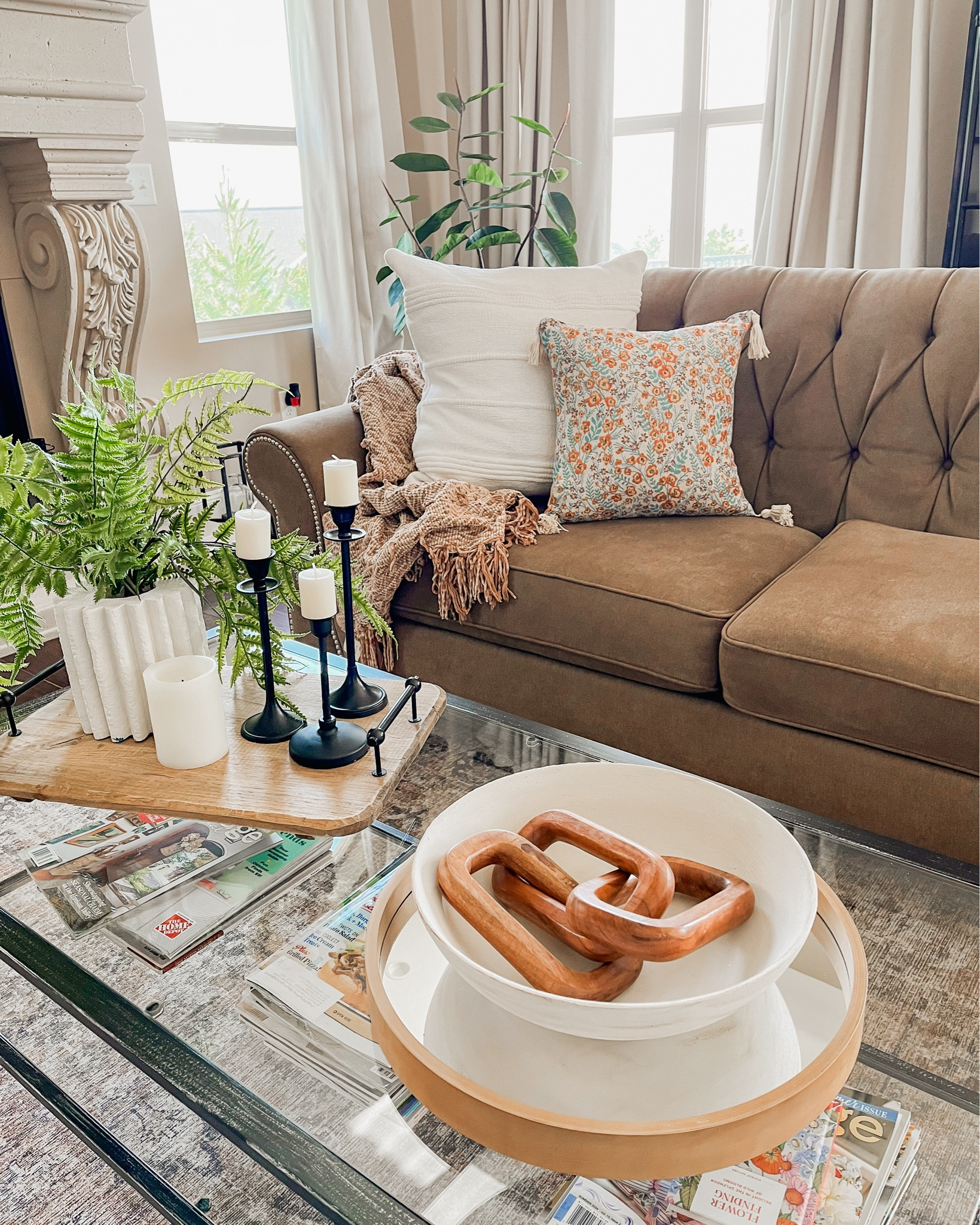 Accent pillows for fall, neutral living room decor, coffee table decor, modern living room, coffee table, throw pillows for couch, budget friendly decorr

#LTKHome #LTKSeasonal