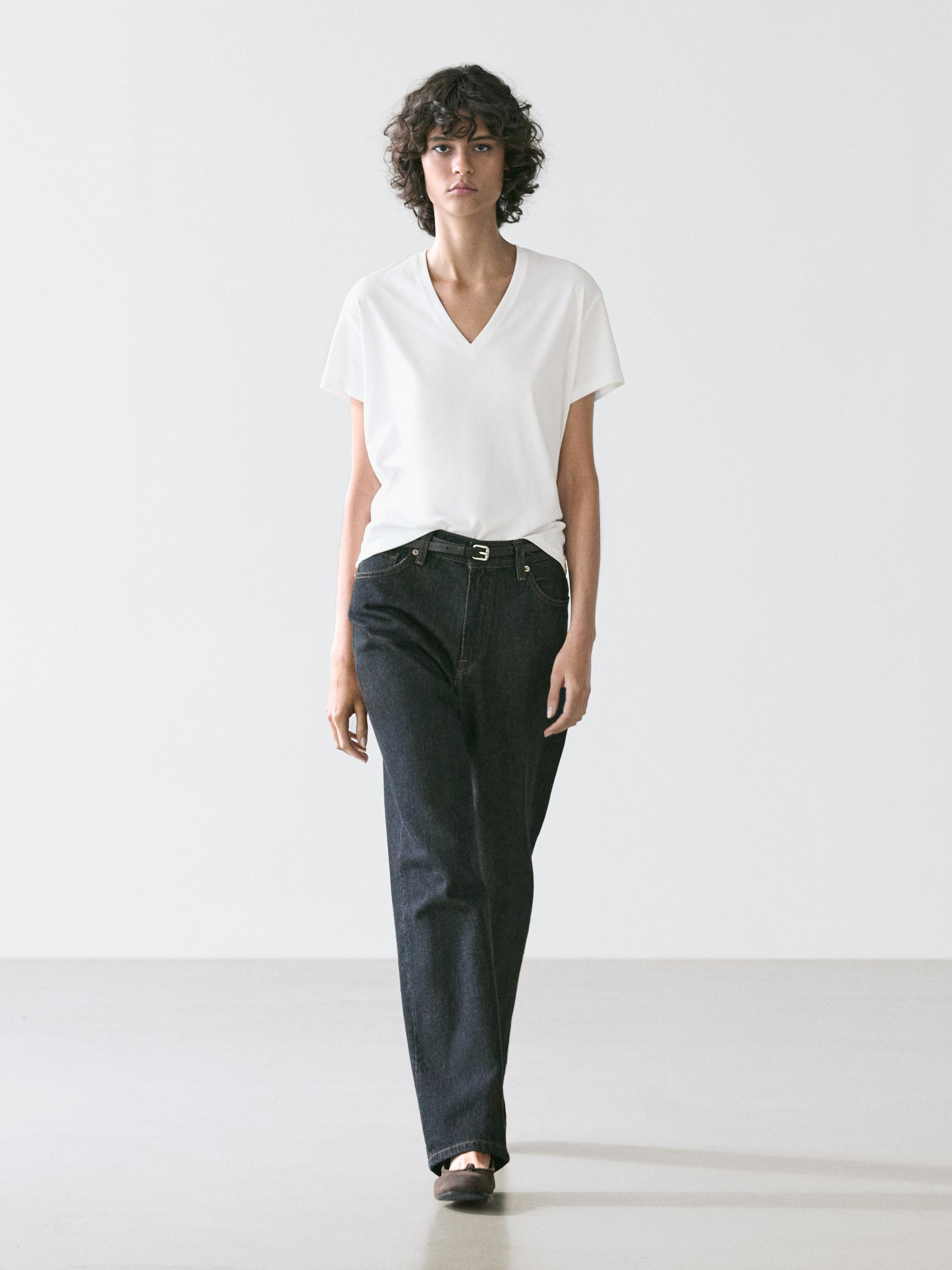 Flowing V-neck T-shirt | Massimo Dutti UK