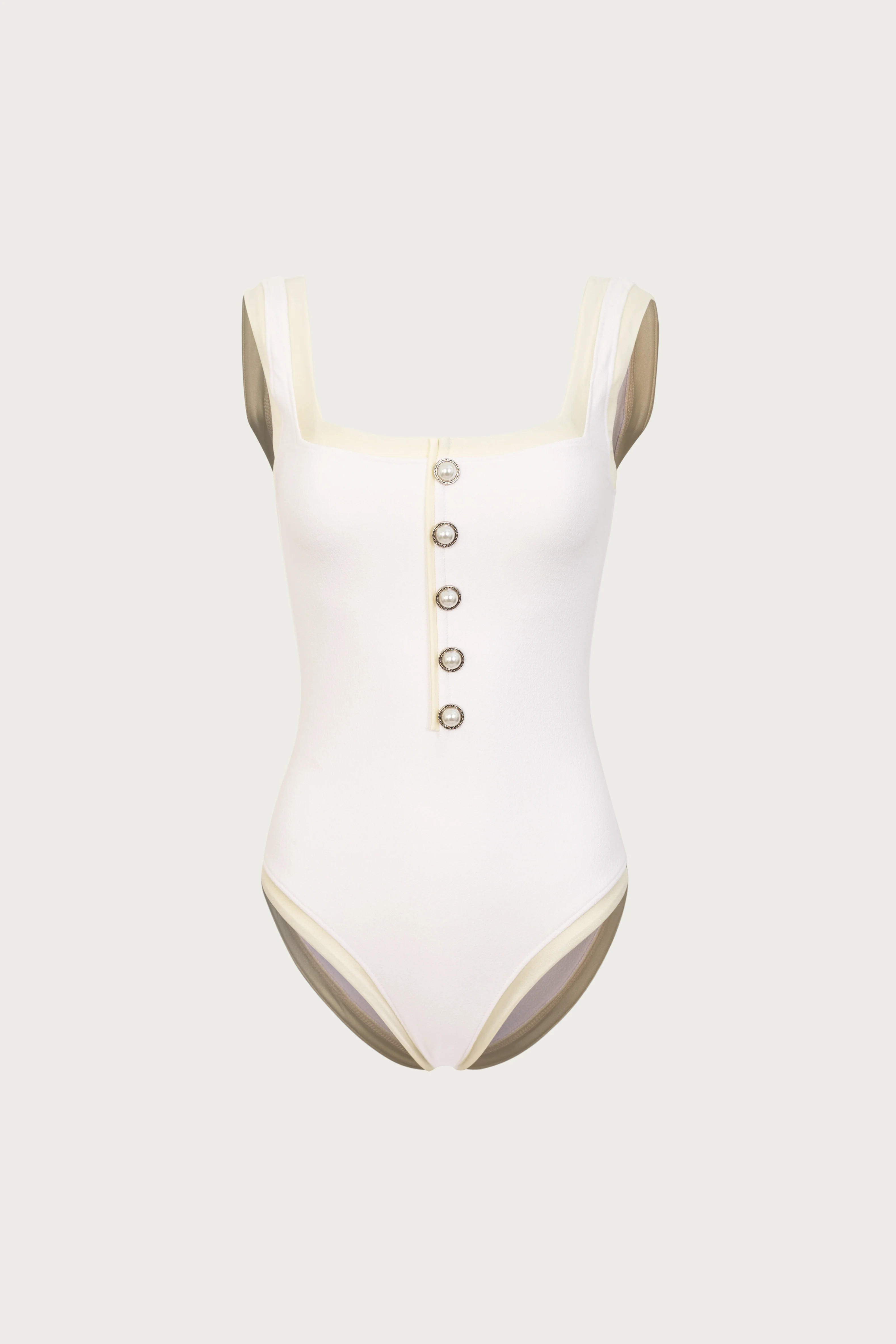 The Grace Tank One Piece (Faux Suede White/Cream) | SAME