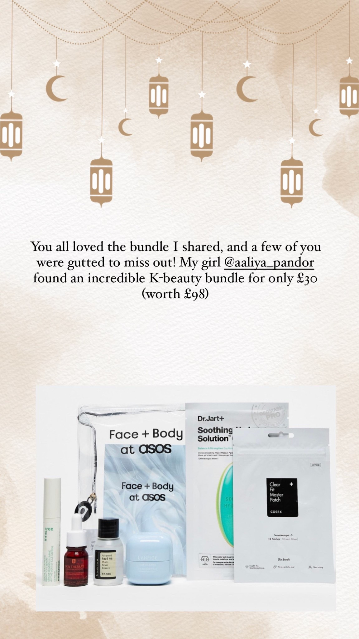 Amazing bundle worth £98 for only £30! Includes some of my favourite brands Laneige, cos rx & Dr jart 🙌🏽

#LTKsale #LTKmodest #LTKgiftguide