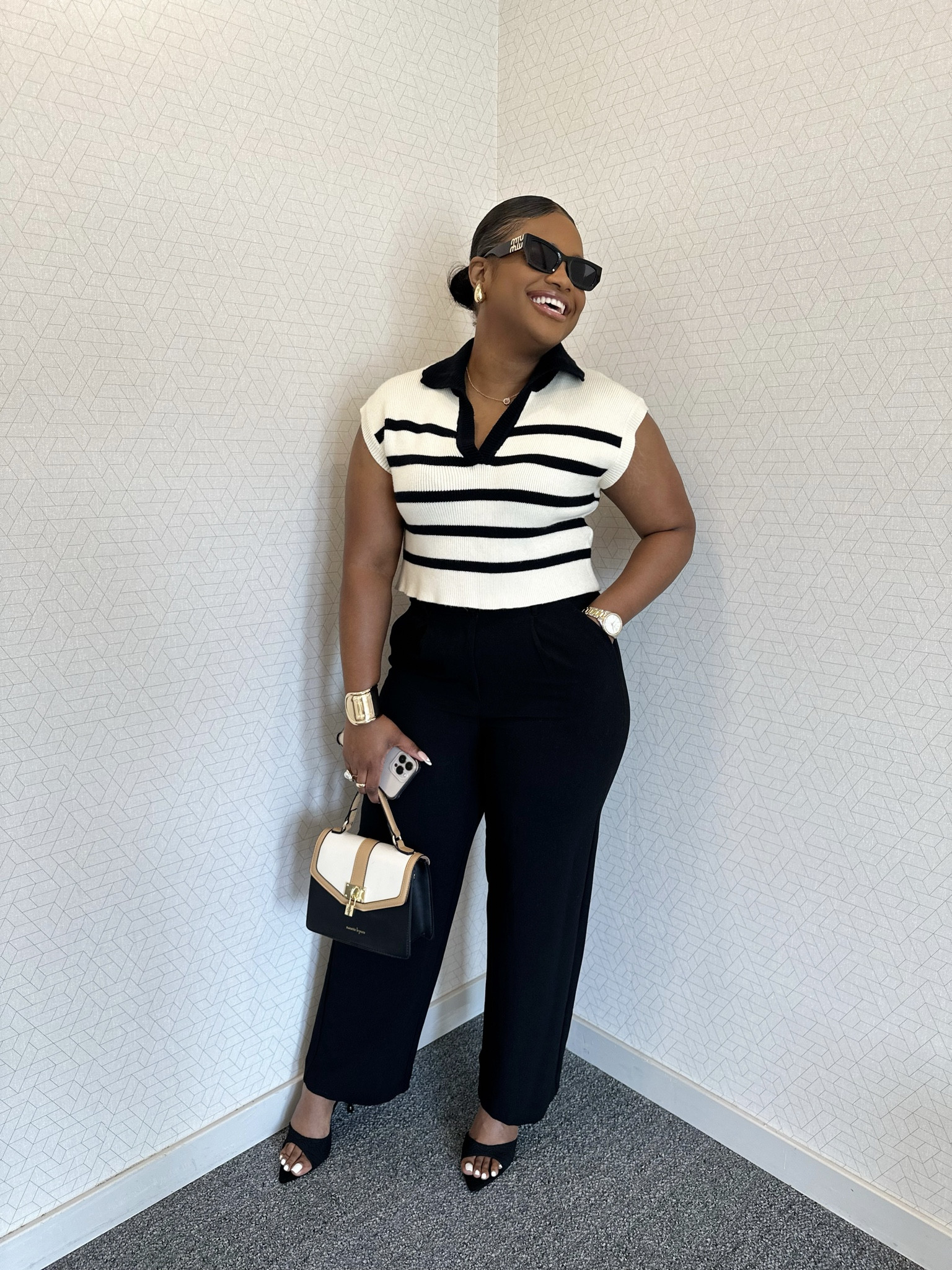 Church Fit 😮‍💨
My top is from Cider 🔍 “Knit Striped Polo Vest”
Bag is an old purchase from TJMAXX. 

#LTKbeauty #LTKSeasonal #LTKstyletip