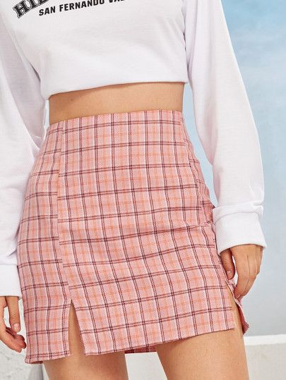 Plaid High-Rise Mini Skirt | SHEIN