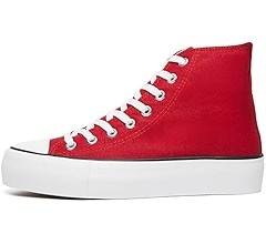 FRACORA Womens High Top Canvas Shoes White Black Platform Sneakers Lace Up Shoes for Women | Amazon (US)