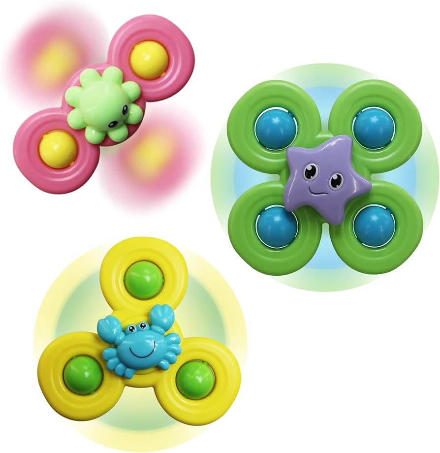 3PCS Suction Cup Spinner Toys for 1 Year Old Baby Boy,Novelty Spinning Tops Bath Toys for Toddler... | Amazon (US)