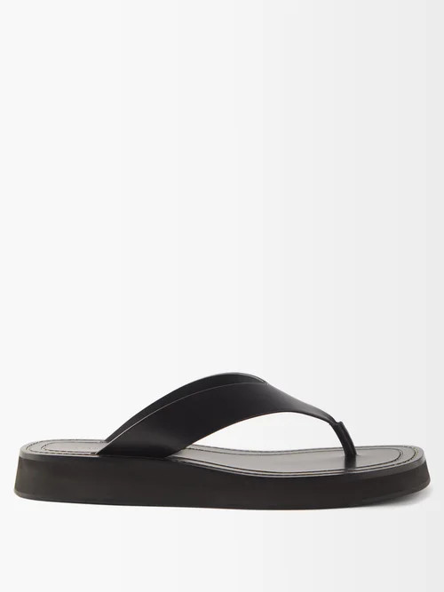 The Row - Ginza Toe-post Leather Sandals - Womens - Black | Matches (US)